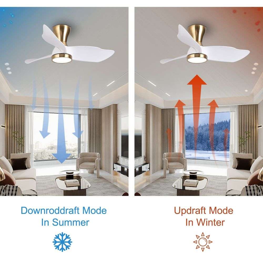 reiga 36 Inch Flush Ceiling Fan with Dimmable Light Kit | reiga